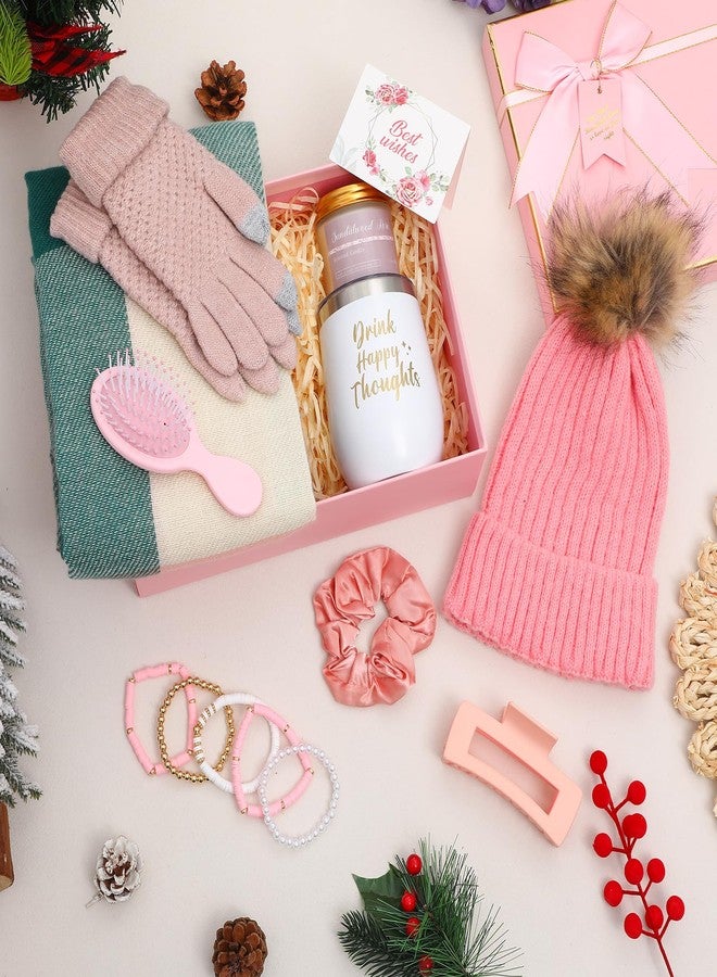 Afarnook 11 Pcs Christmas Birthday Gift for Women Happy Birthday Box for Female Friends Winter Gift Set 12oz Tumbler Basket(Pink) - Image 4